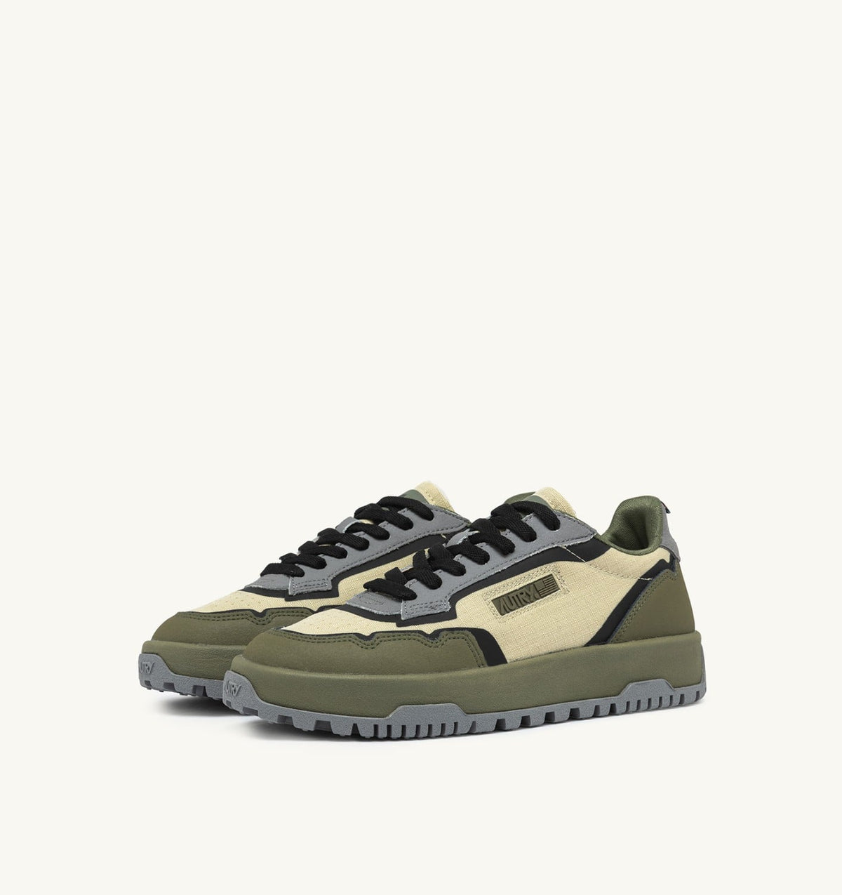 WILDPACE LOW SNEAKERS IN RIPSTOP NYLON AND LEATHER COLOR CASTLE WALL AND TITANIUM - AUTRY Value