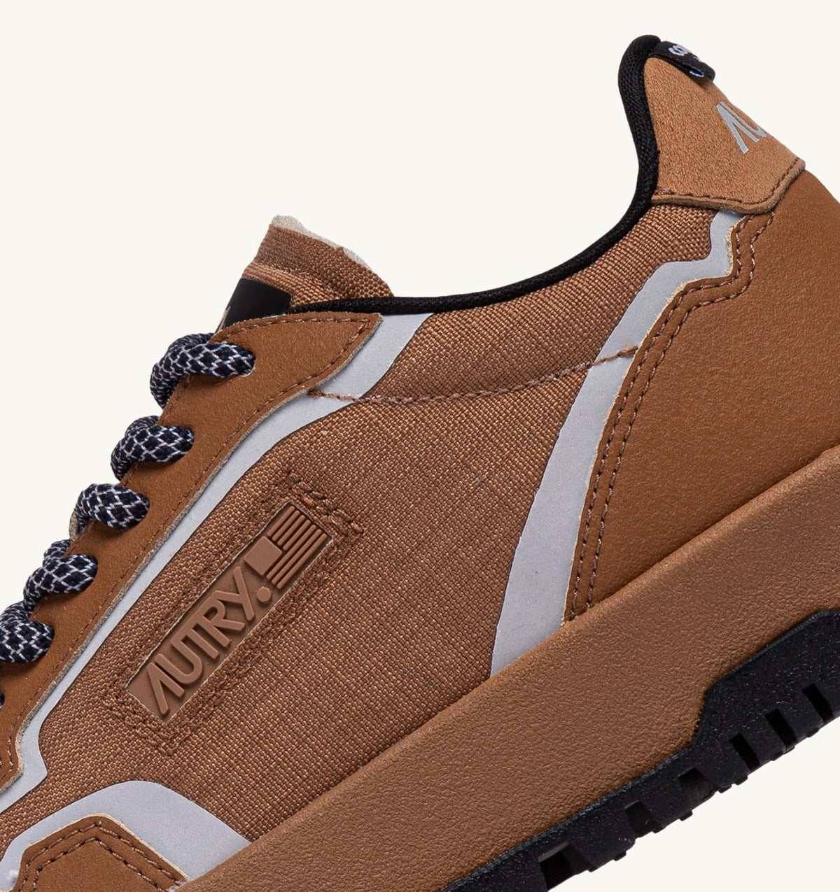 WILDPACE LOW SNEAKERS IN RIPSTOP NYLON AND LEATHER COLOR BROWN SUGAR AND REFLEX - AUTRY Great Value