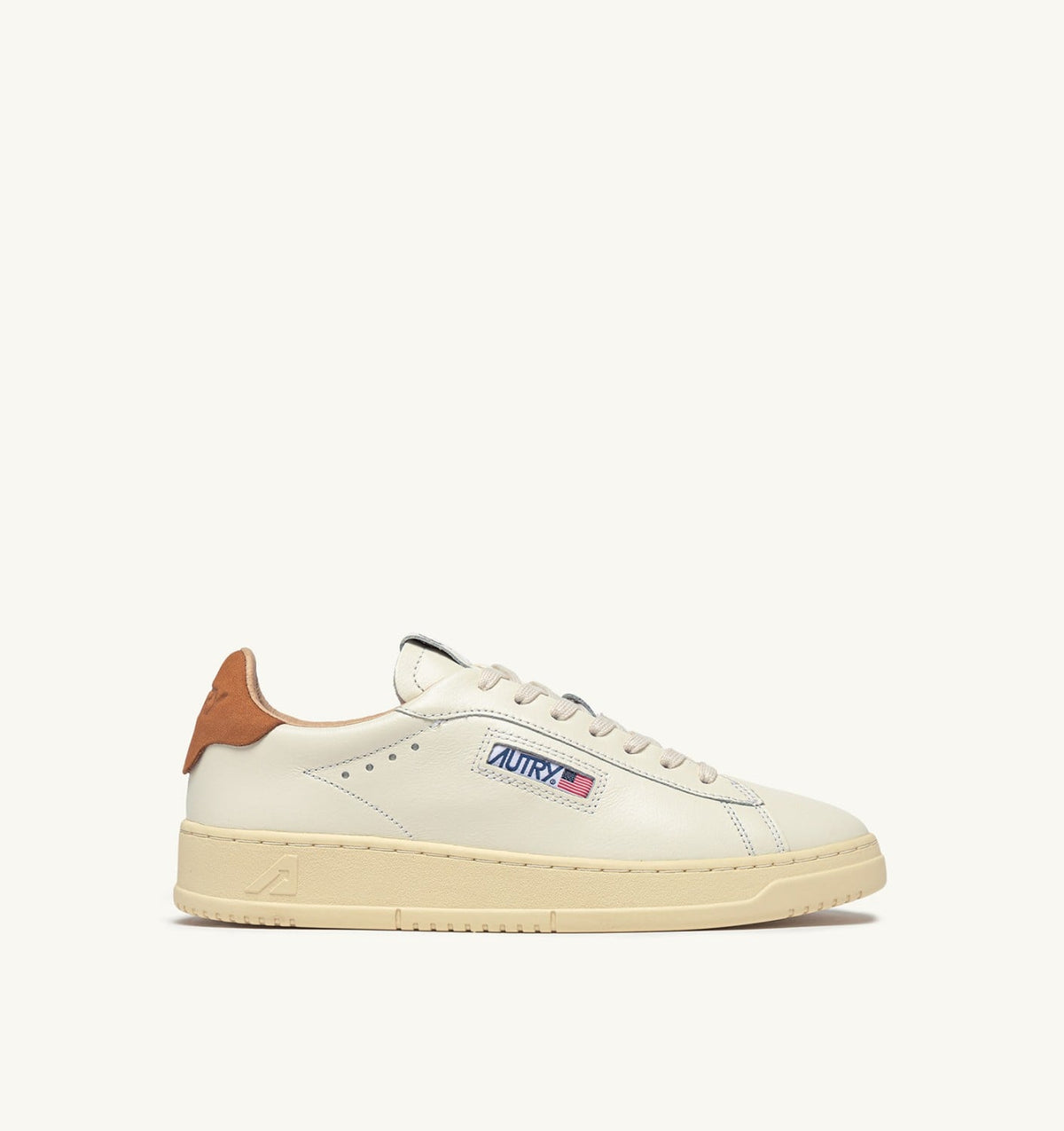 DALLAS LOW SNEAKERS IN MARSHMALLOW AND BROWN SUGAR LEATHER - AUTRY Value