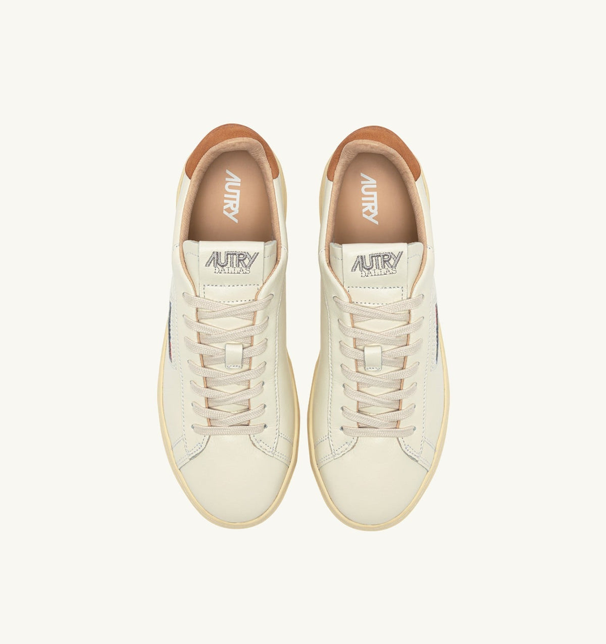 DALLAS LOW SNEAKERS IN MARSHMALLOW AND BROWN SUGAR LEATHER - AUTRY Value