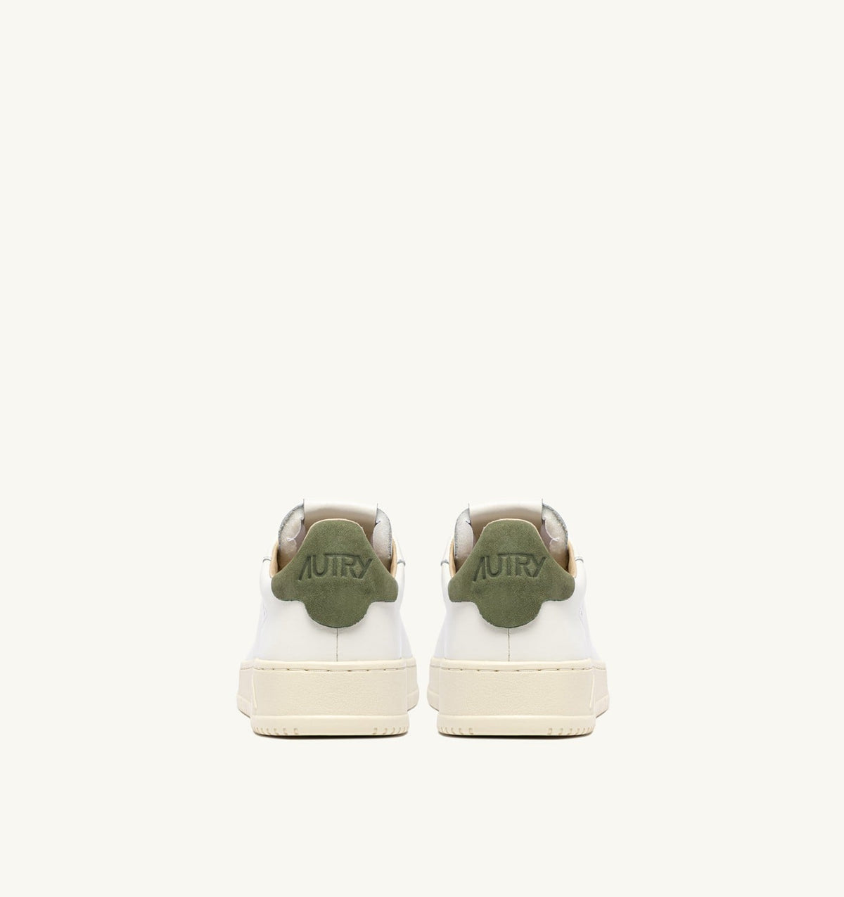 DALLAS LOW SNEAKERS IN LODEN GREEN AND MARSHMALLOW LEATHER - AUTRY Essential