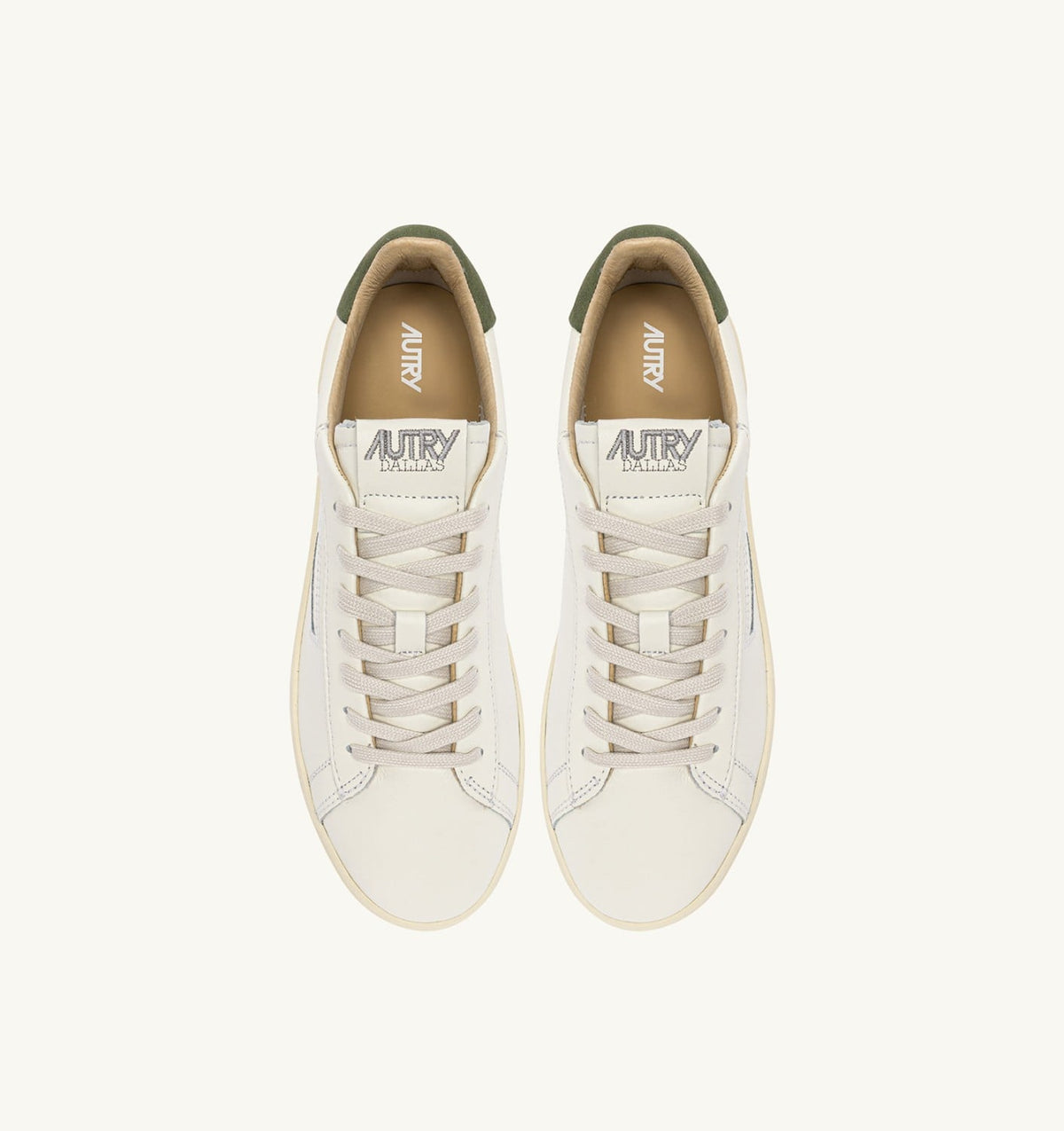 DALLAS LOW SNEAKERS IN LODEN GREEN AND MARSHMALLOW LEATHER - AUTRY Essential