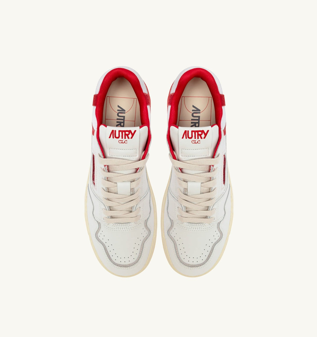 SNEAKERS CLC LOW IN WHITE AND VIRGIN RED LEATHER - AUTRY Everyday