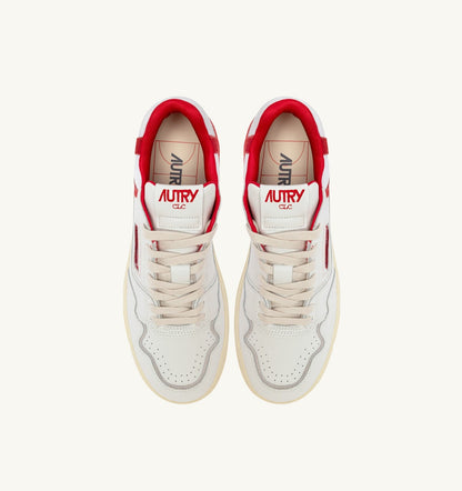 SNEAKERS CLC LOW IN WHITE AND VIRGIN RED LEATHER - AUTRY Everyday
