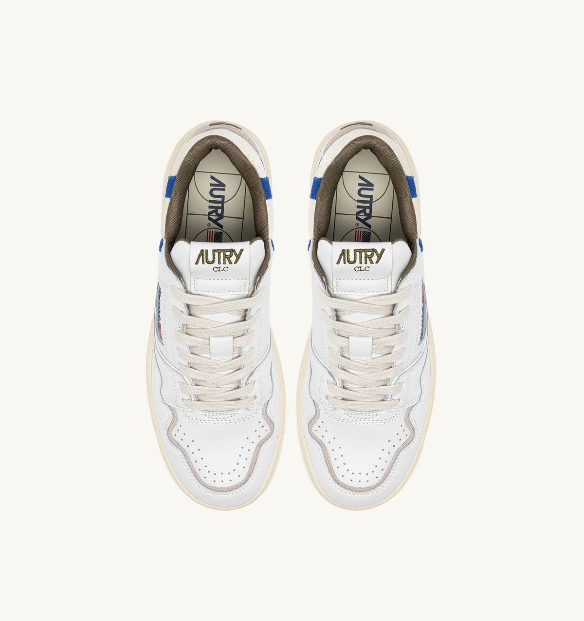 CLC LOW SNEAKERS IN WHITE LEATHER AND BLUE SUEDE - AUTRY Value