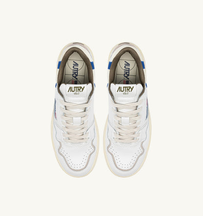 CLC LOW SNEAKERS IN WHITE LEATHER AND BLUE SUEDE - AUTRY Value