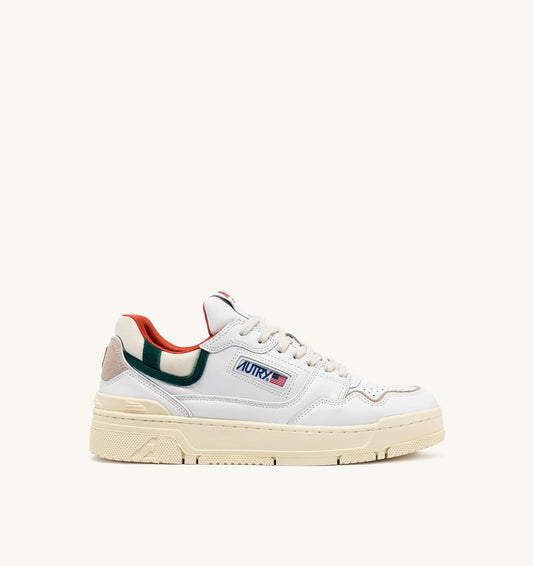 CLC LOW SNEAKERS IN WHITE LEATHER AND FOREST SUEDE - AUTRY Great Value