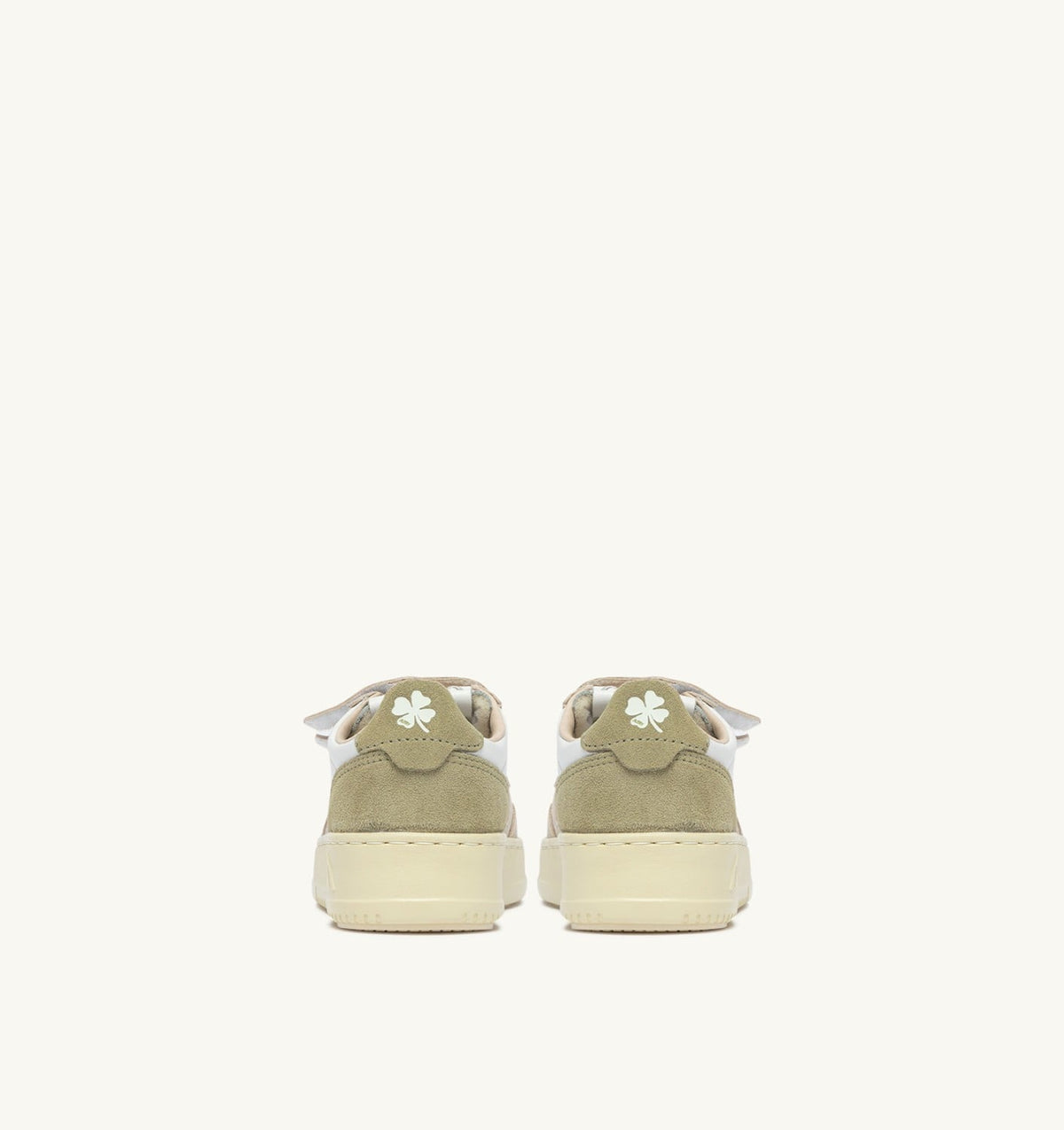 MEDALIST KIDSTRIPES SNEAKERS IN WHITE LEATHER AND GREEN AND SAND SUEDE - AUTRY Quality