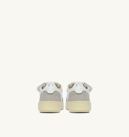 MEDALIST KIDSTRIPES SNEAKERS IN WHITE LEATHER AND GLITTER GRAY LEATHER - AUTRY Everyday