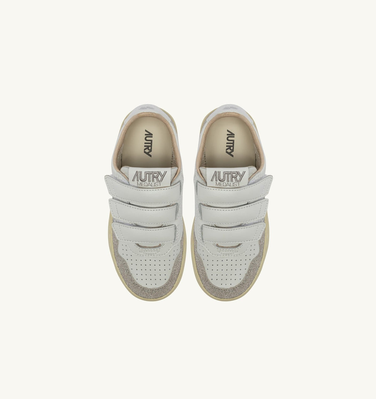 MEDALIST KIDSTRIPES SNEAKERS IN WHITE LEATHER AND GLITTER GRAY LEATHER - AUTRY Everyday