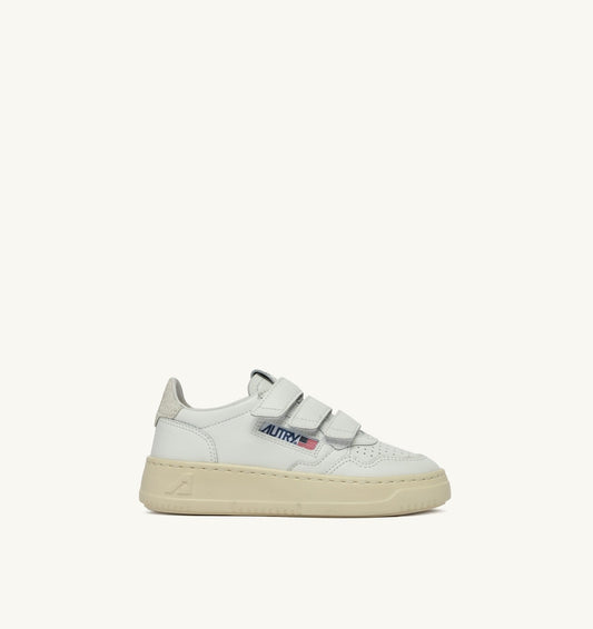MEDALIST LOW KIDSTRIPES SNEAKERS IN LEATHER COLOR WHITE AND GLITTER - AUTRY Latest