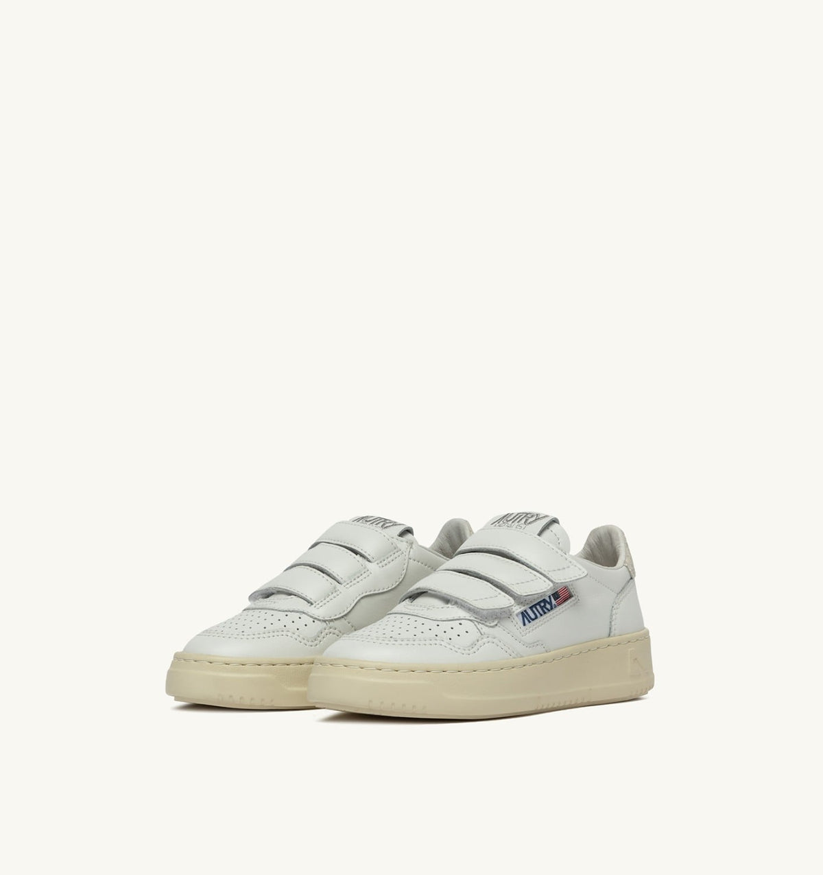 MEDALIST LOW KIDSTRIPES SNEAKERS IN LEATHER COLOR WHITE AND GLITTER - AUTRY Latest