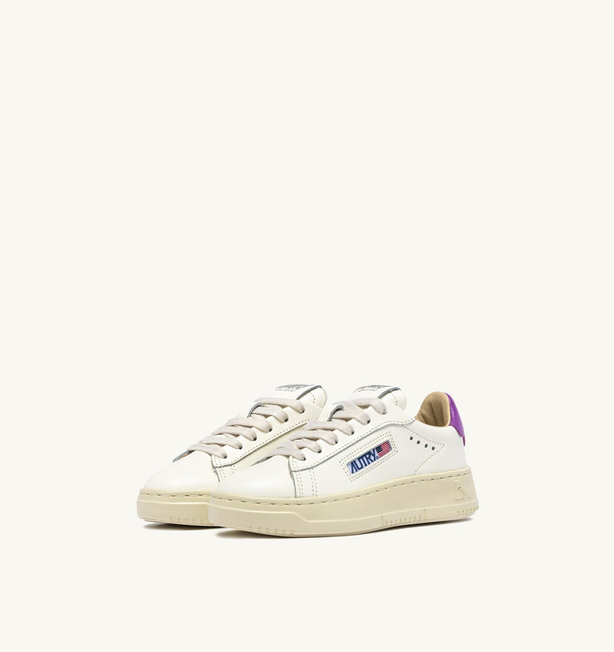 SNEAKERS DALLAS KIDS LOW IN MARSHMALLOW AND DEWBERRY LEATHER - AUTRY Value
