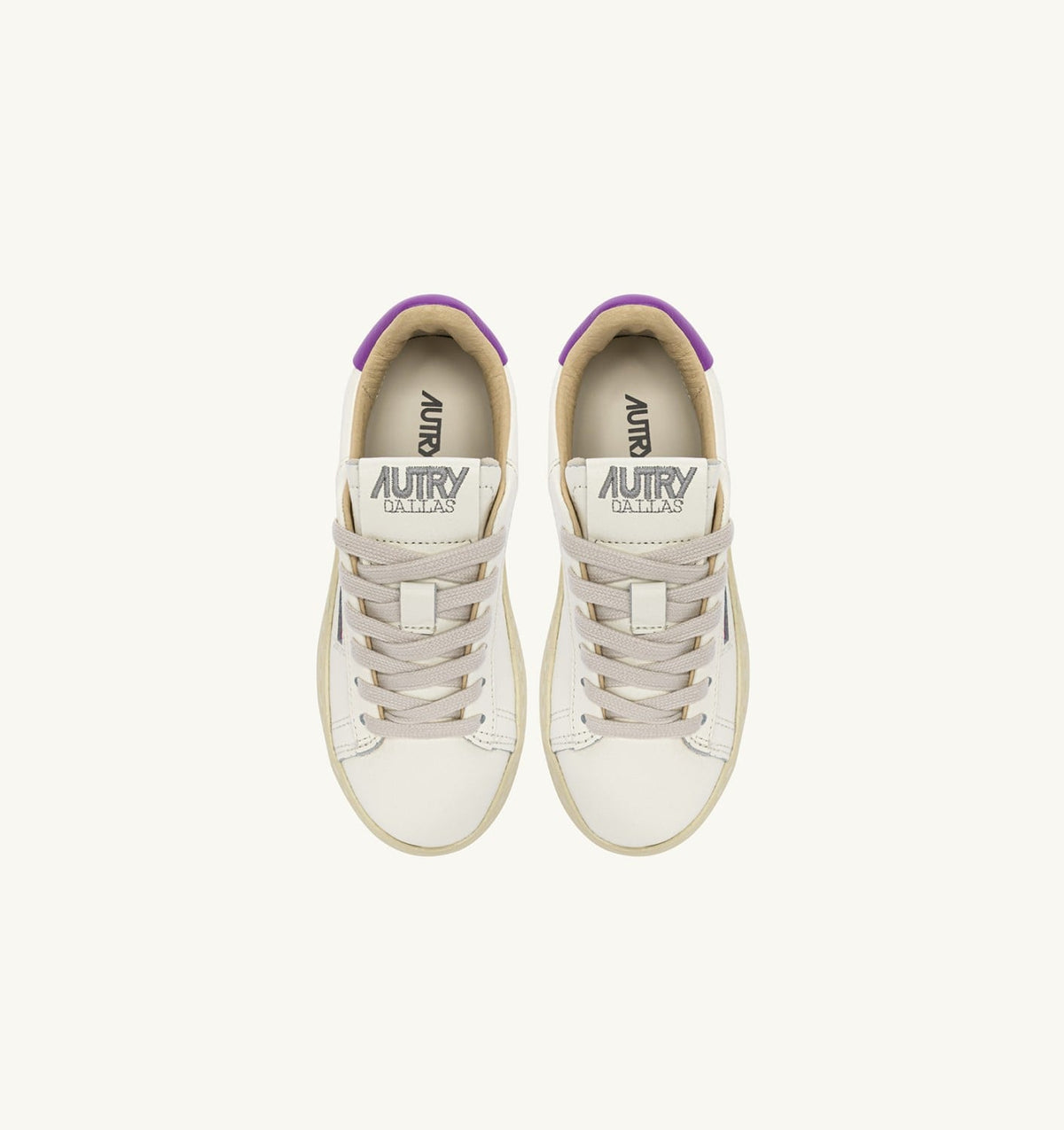 SNEAKERS DALLAS KIDS LOW IN MARSHMALLOW AND DEWBERRY LEATHER - AUTRY Value