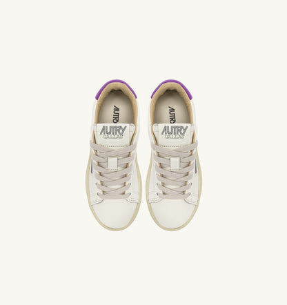 SNEAKERS DALLAS KIDS LOW IN MARSHMALLOW AND DEWBERRY LEATHER - AUTRY Value
