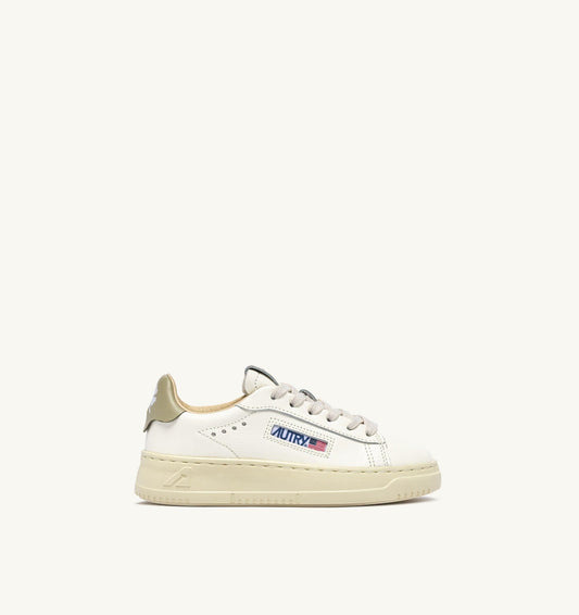 SNEAKERS DALLAS KIDS LOW IN MARSHMALLOW AND GRAY GREEN LEATHER - AUTRY Great Value