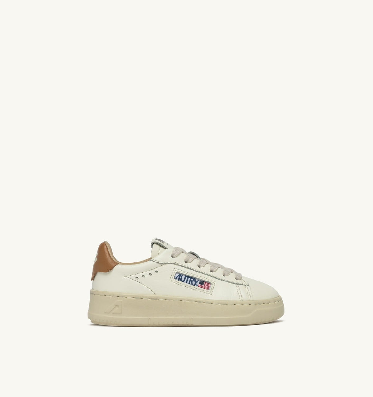 DALLAS KIDS KIDS LOW SNEAKERS IN LEATHER COLOR MARSHMALLOW AND BROWN SUGAR - AUTRY Quality