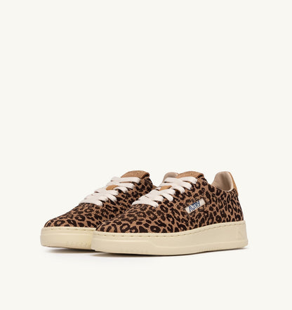 MEDALIST EASEKNIT LOW SNEAKERS IN 'LEOPARD PRINT' BROWN AND BEIGE KNIT - AUTRY Essential