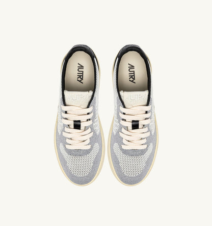 MEDALIST EASEKNIT LOW SNEAKERS IN IVORY WHITE BLACK AND SILVER KNIT - AUTRY Value
