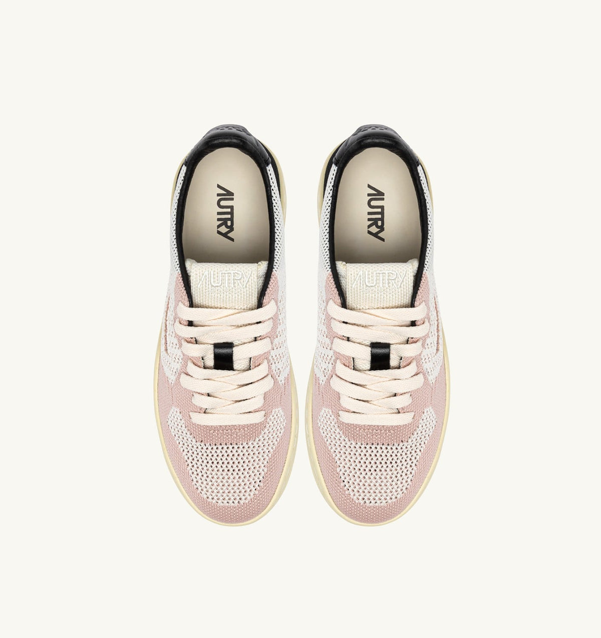 MEDALIST EASEKNIT LOW SNEAKERS IN IVORY WHITE BLACK AND POWDER KNIT - AUTRY Great Value