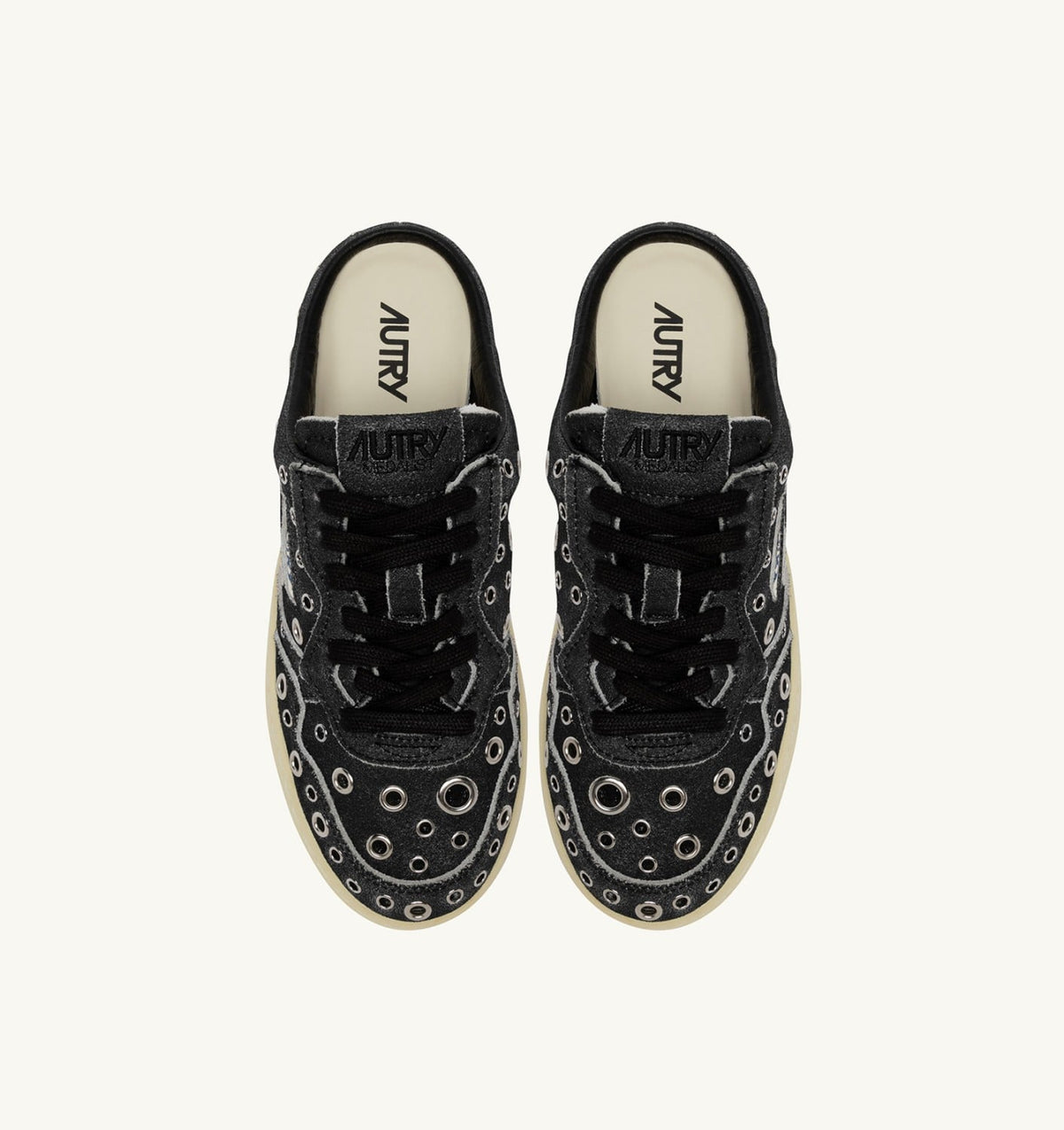 MEDALIST MULE SNEAKERS IN BLACK LEATHER WITH STUDDED DETAILS - AUTRY Essential