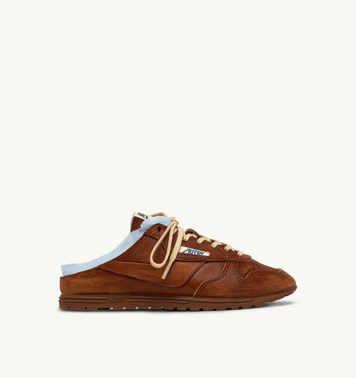 WINDSPIN MULE SNEAKERS IN SHIRT BUFF AND AZURE LEATHER - AUTRY Great Value