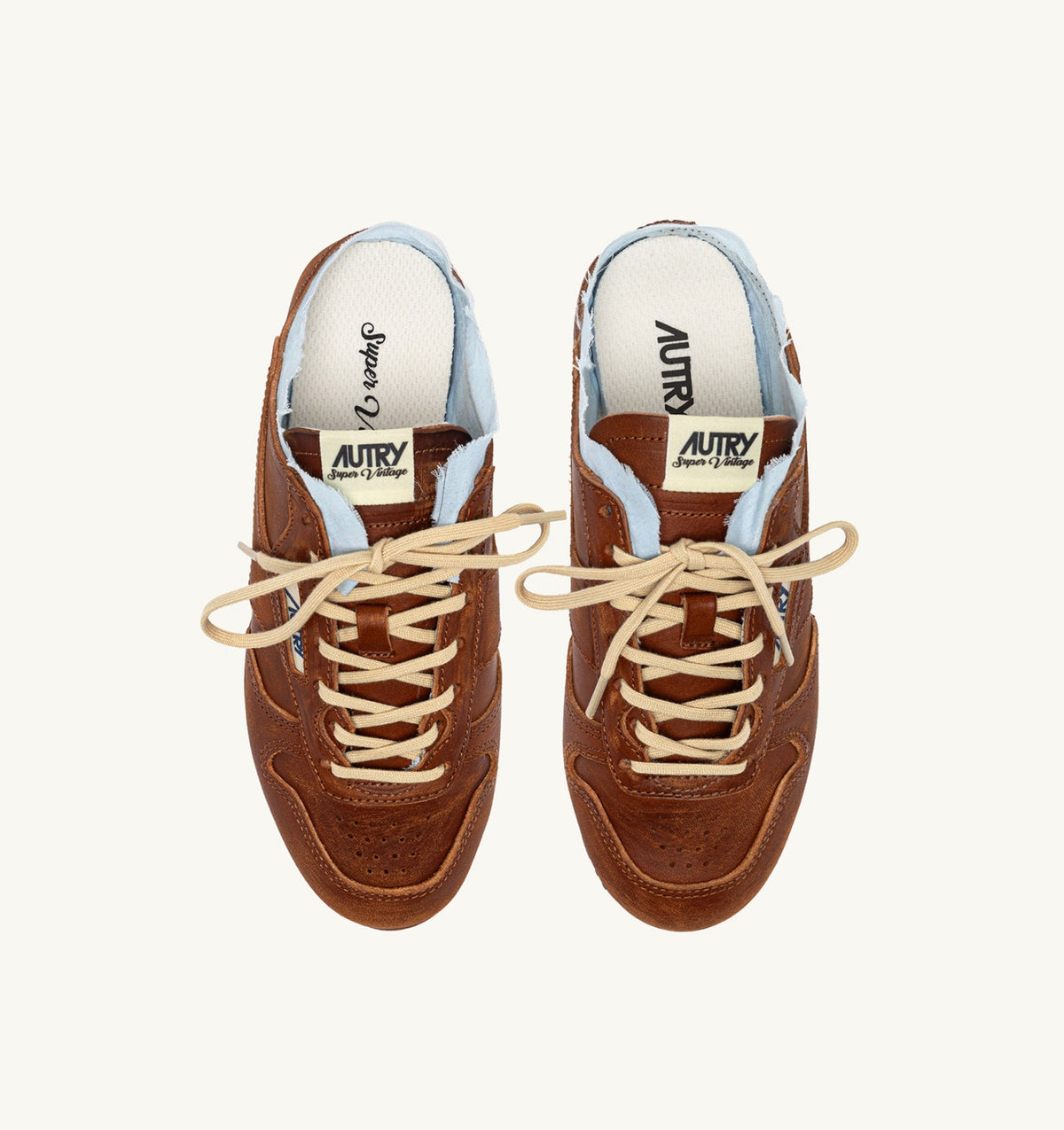WINDSPIN MULE SNEAKERS IN SHIRT BUFF AND AZURE LEATHER - AUTRY Great Value
