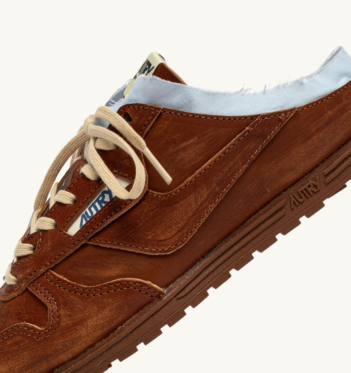 WINDSPIN MULE SNEAKERS IN SHIRT BUFF AND AZURE LEATHER - AUTRY Great Value