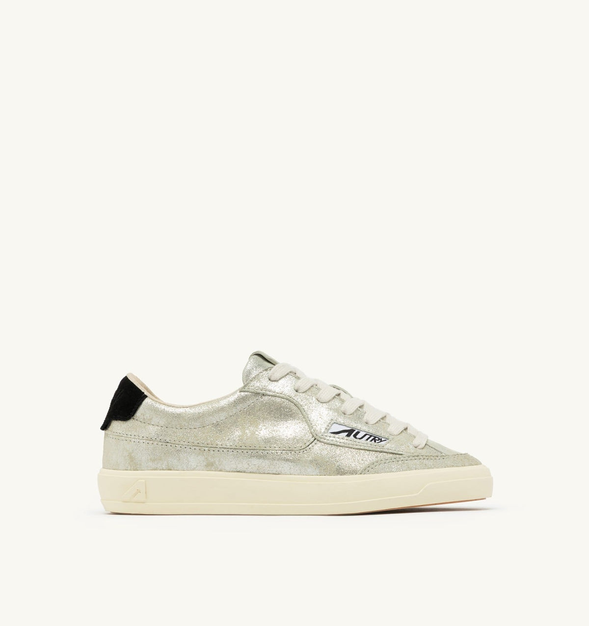 WINDSCAPE LOW SNEAKERS IN SILVER AND BLACK LAMINATED SUEDE - AUTRY Great Value