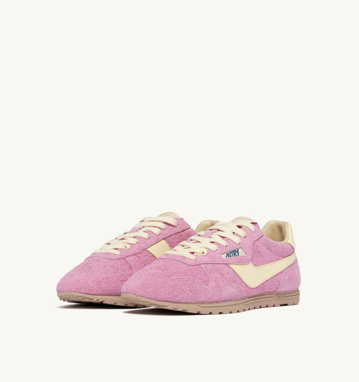 WINDSPIN SNEAKERS IN ROSE POMPADUR AND RUTABAGA SUEDE AND LEATHER - AUTRY Essential