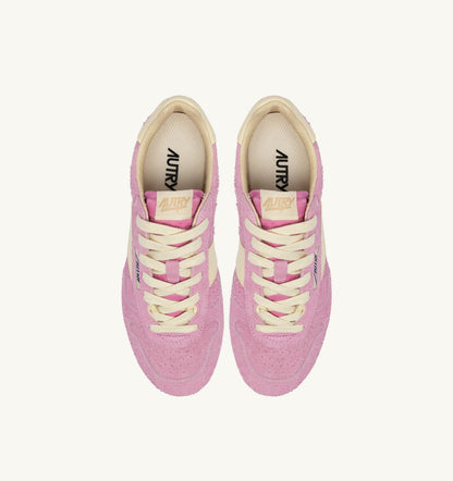 WINDSPIN SNEAKERS IN ROSE POMPADUR AND RUTABAGA SUEDE AND LEATHER - AUTRY Essential