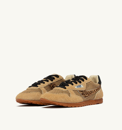WINDSPIN SNEAKERS IN TRENCH LEOPARD AND BLACK MESH AND SUEDE - AUTRY Value