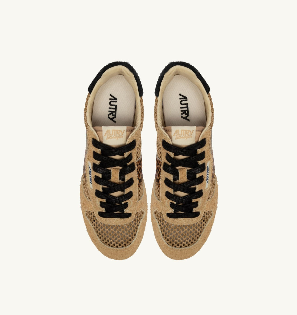 WINDSPIN SNEAKERS IN TRENCH LEOPARD AND BLACK MESH AND SUEDE - AUTRY Value