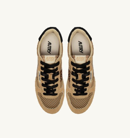 WINDSPIN SNEAKERS IN TRENCH LEOPARD AND BLACK MESH AND SUEDE - AUTRY Value