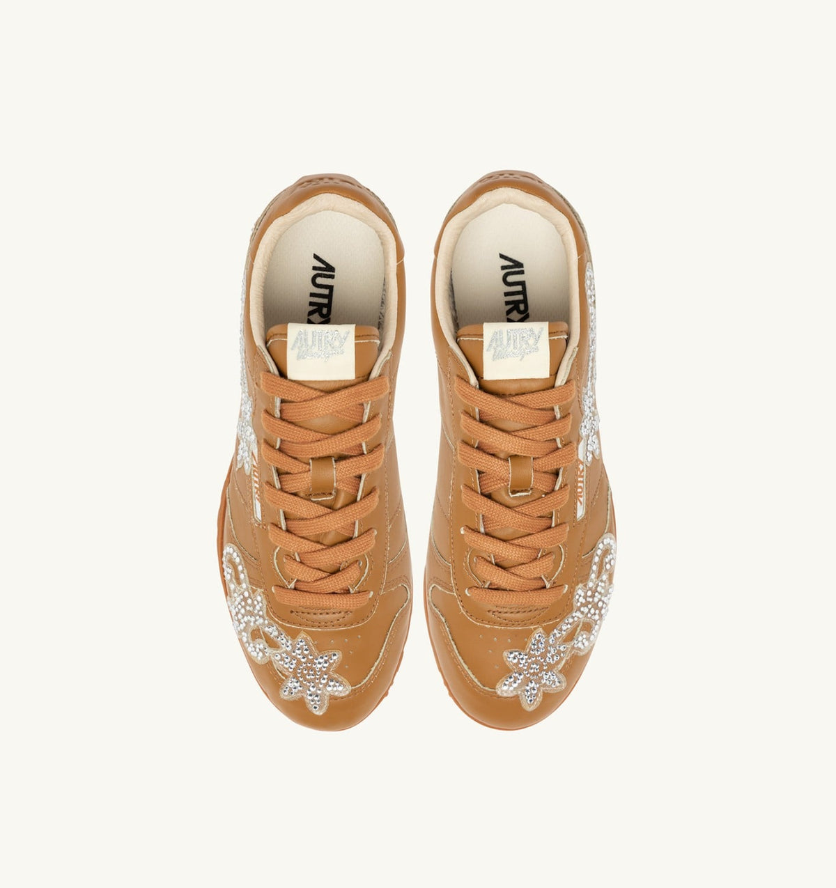 WINDSPIN SNEAKERS IN EARTH LEATHER WITH DECORATIONS - AUTRY Classic
