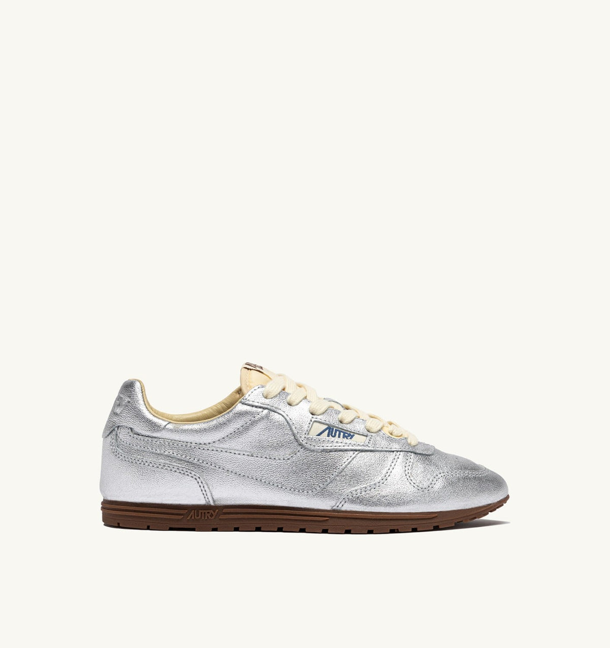 WINDSPIN SNEAKERS IN SILVER TONE LAMINATED LEATHER - AUTRY Great Value