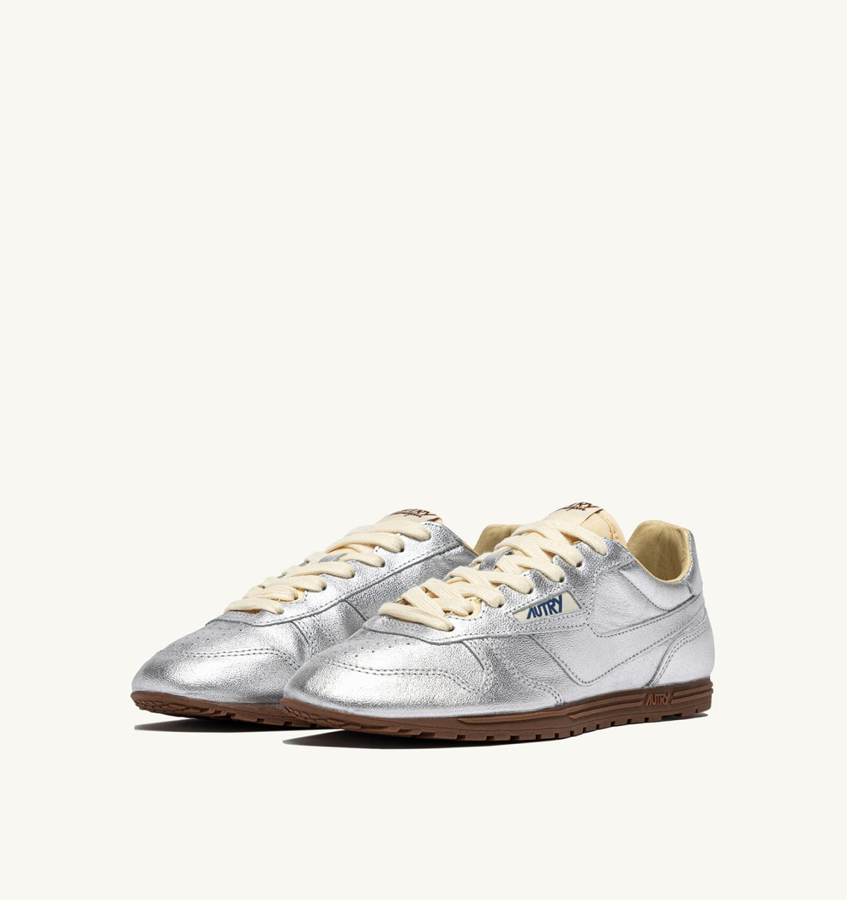 WINDSPIN SNEAKERS IN SILVER TONE LAMINATED LEATHER - AUTRY Great Value