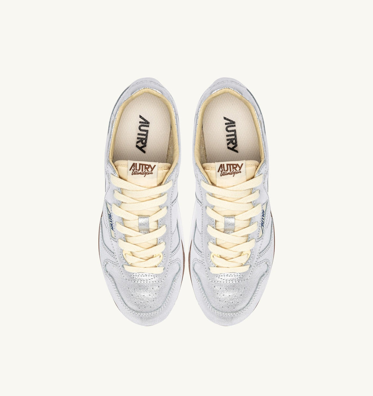 WINDSPIN SNEAKERS IN SILVER TONE LAMINATED LEATHER - AUTRY Great Value