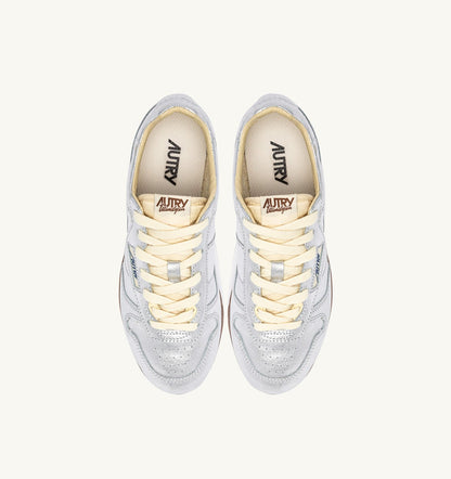 WINDSPIN SNEAKERS IN SILVER TONE LAMINATED LEATHER - AUTRY Great Value