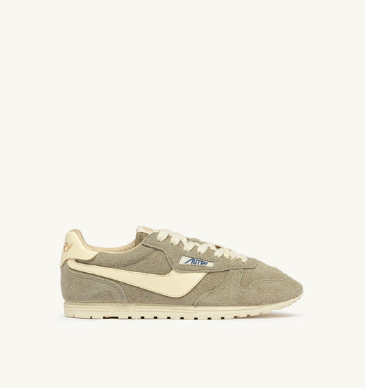 WINDSPIN SNEAKERS IN GRAY GREEN AND RUTABAGA SUEDE AND LEATHER - AUTRY Great Value