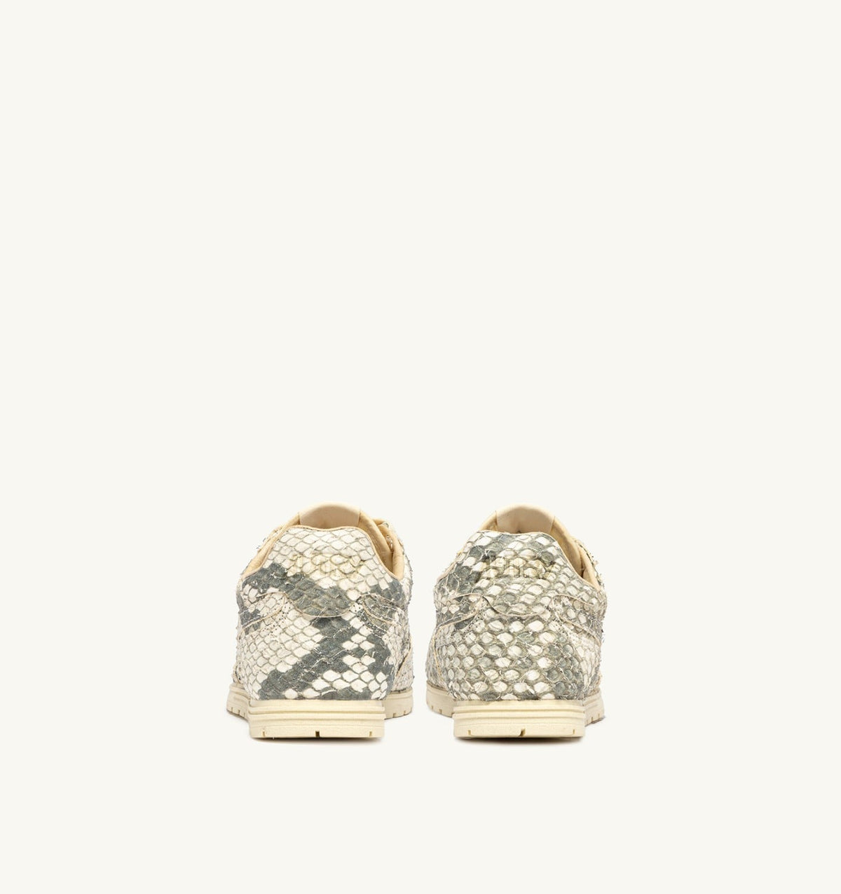 WINDSPIN SNEAKERS IN LEATHER WITH SNAKE DIAMOND PRINT COLOR ROCK AND RUTABAGA - AUTRY Quality