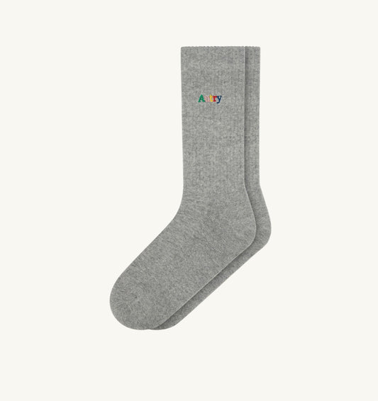 RIBBED SOCKS WITH MULTICOLOR EMBROIDERED LOGO UNISEX - AUTRY Quality