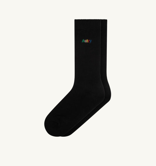 RIBBED SOCKS WITH MULTICOLOR EMBROIDERED LOGO UNISEX - AUTRY Classic