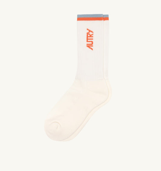 JACQUARD STRIPED SOCKS WITH LOGO UNISEX - AUTRY Great Value
