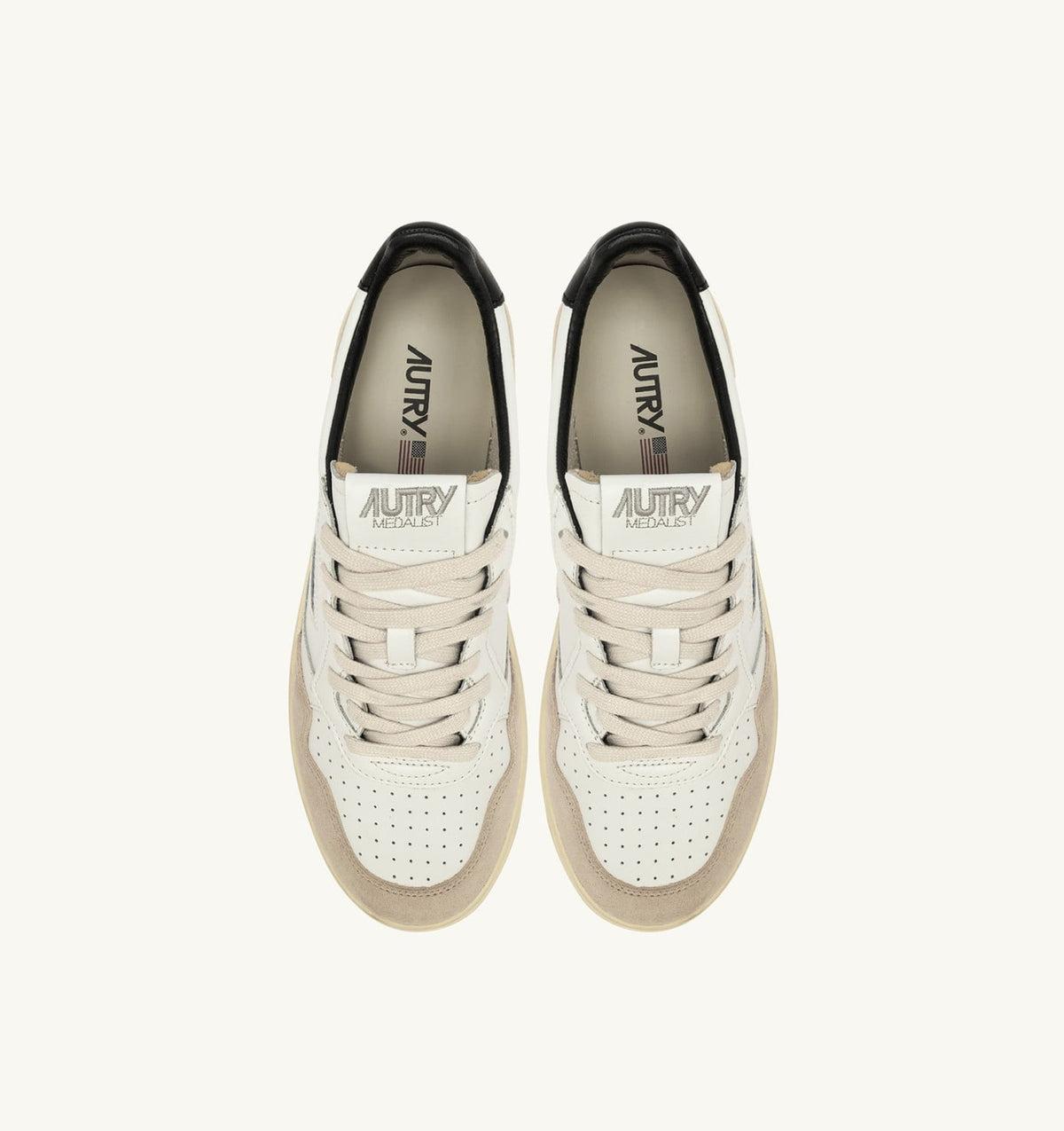 MEDALIST LOW SNEAKERS IN WHITE AND BLACK SUEDE AND LEATHER WITH LETTERING - AUTRY Latest
