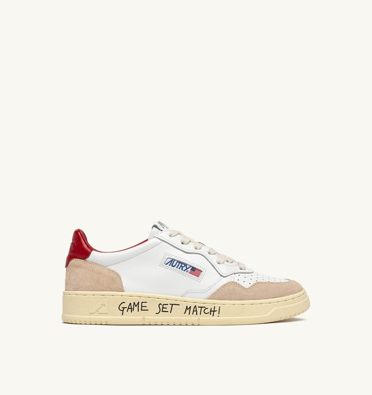 MEDALIST LOW SNEAKERS IN WHITE AND RED SUEDE AND LEATHER WITH LETTERING - AUTRY Everyday
