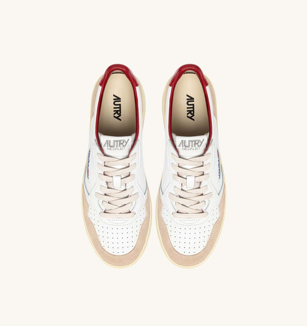 MEDALIST LOW SNEAKERS IN WHITE AND RED SUEDE AND LEATHER WITH LETTERING - AUTRY Everyday