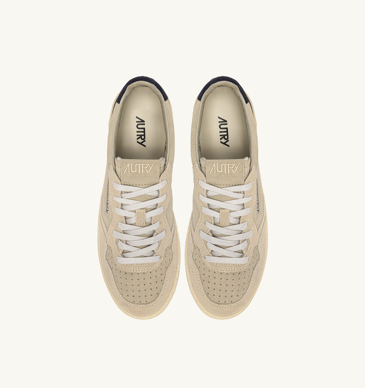 MEDALIST LOW TRICOLOR SNEAKERS IN SUEDE COLOR ECRU PAPYRUS AND BLUE SPACE - AUTRY Quality