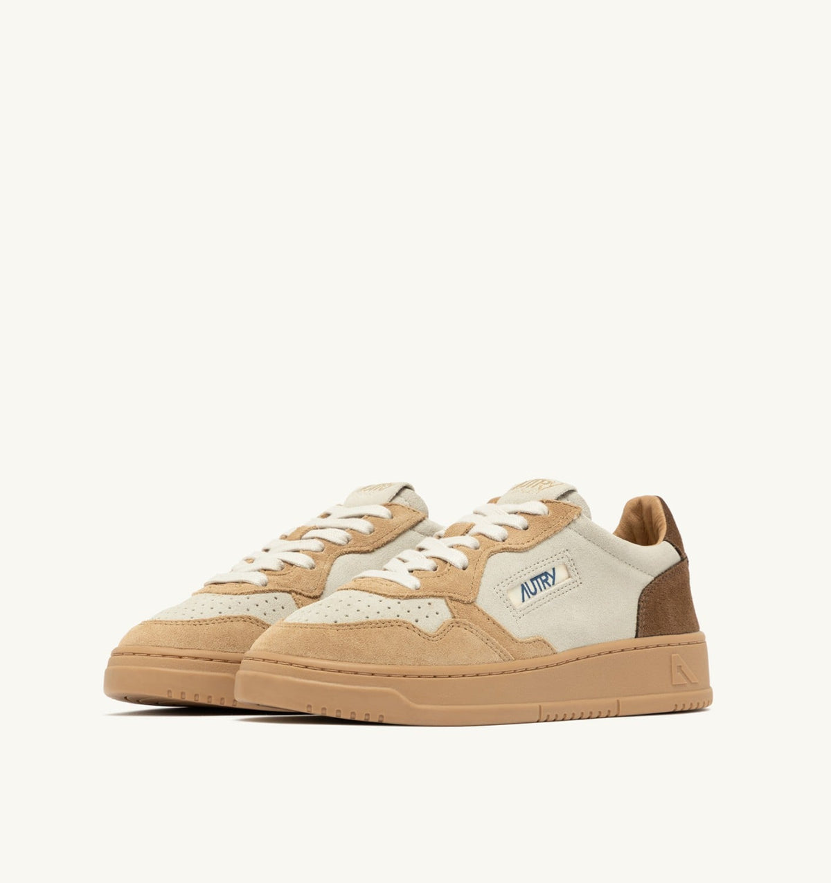 MEDALIST LOW TRICOLOR SNEAKERS IN TUNDRA EGG AND PEANUT SUEDE - AUTRY Latest
