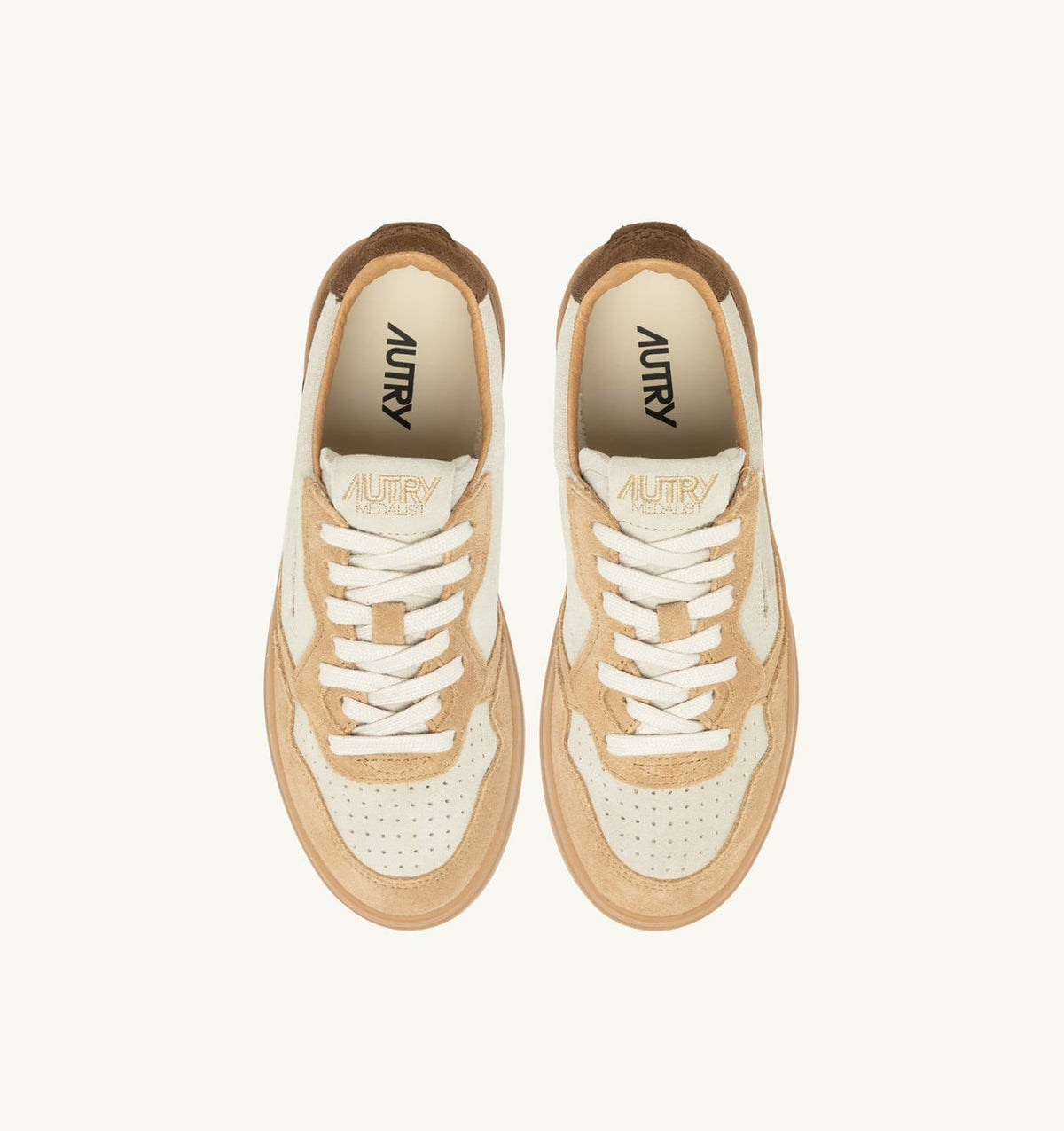 MEDALIST LOW TRICOLOR SNEAKERS IN TUNDRA EGG AND PEANUT SUEDE - AUTRY Latest